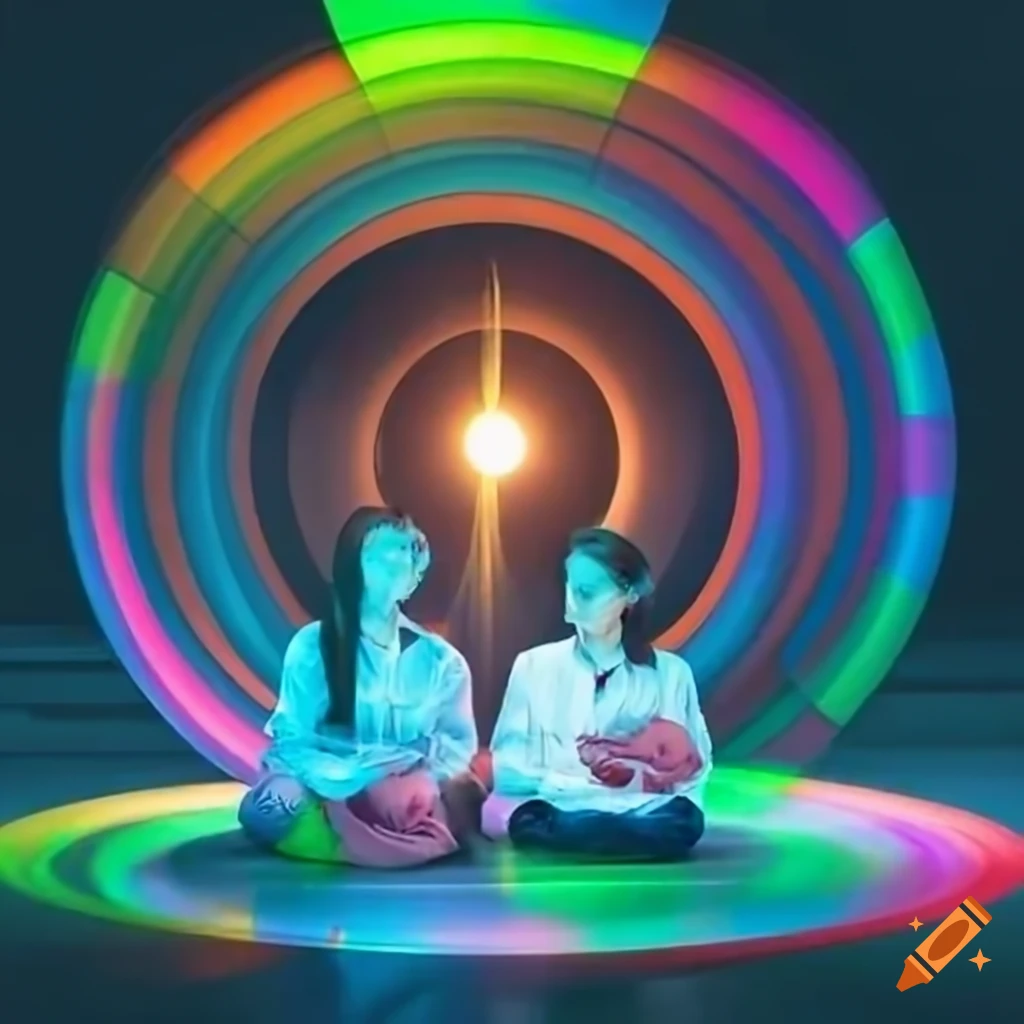 Group of young scientists discussing experiments in a bright, sunlit ...