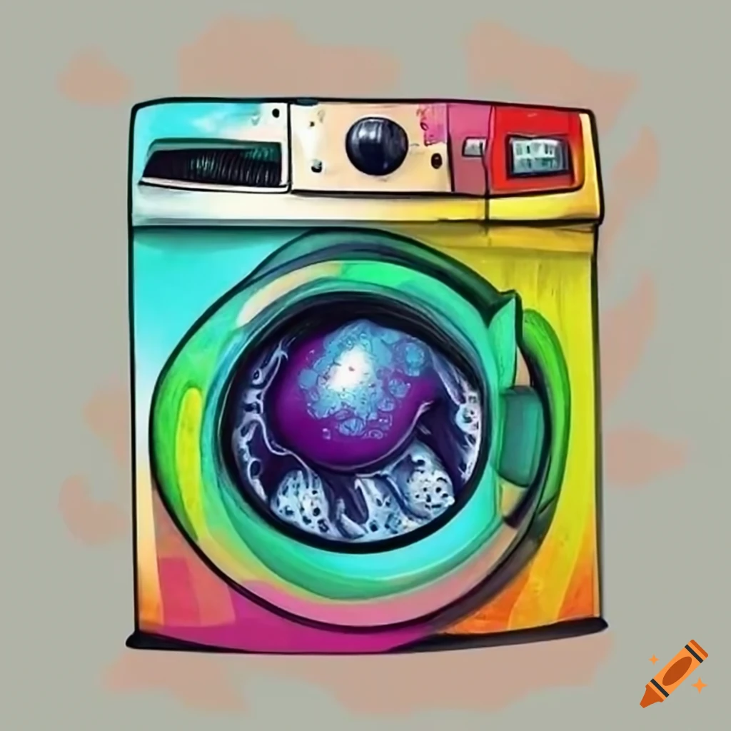 Artistic pencil drawing of a washing machine on Craiyon