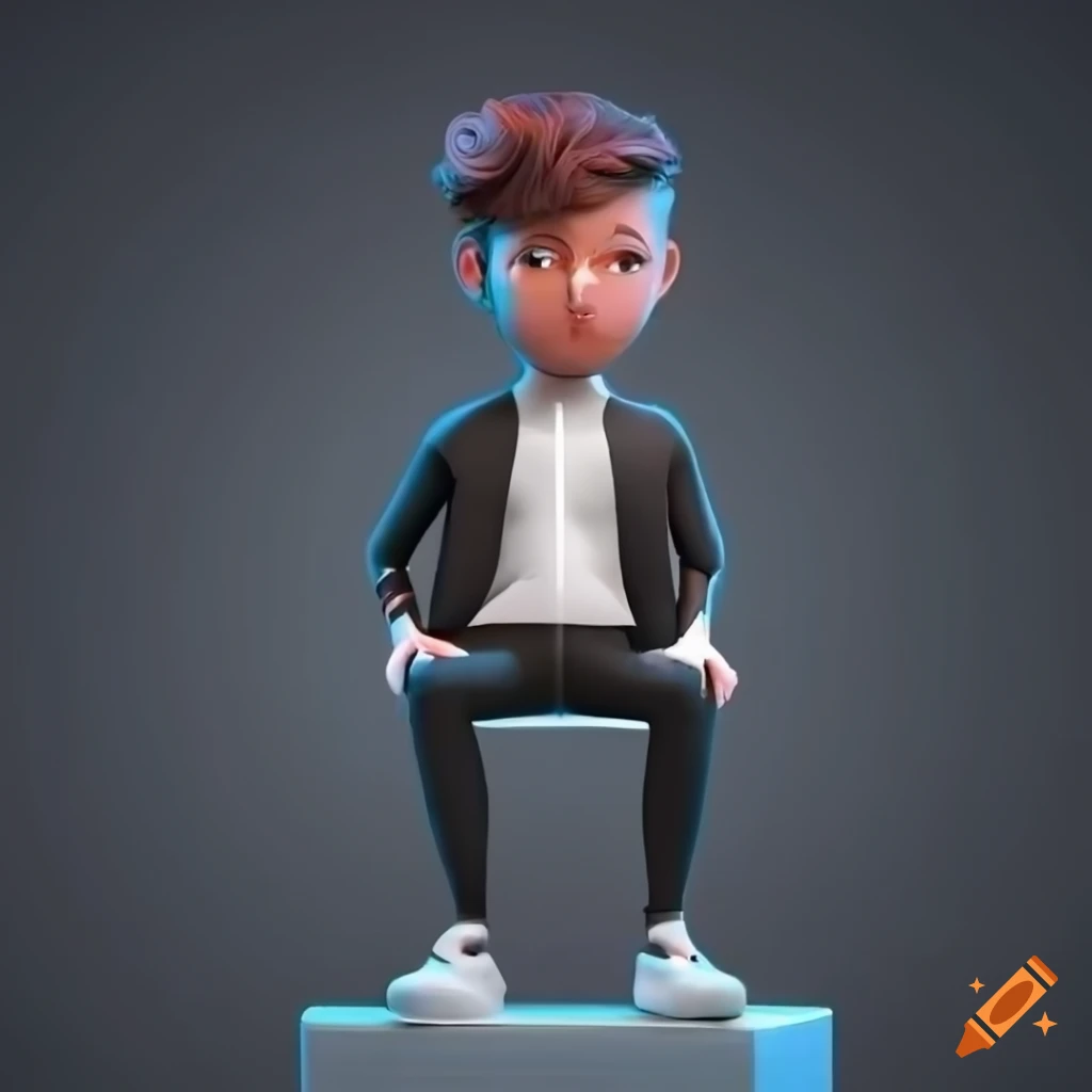 3D illustration of a casual character sitting on top of the Instagram logo