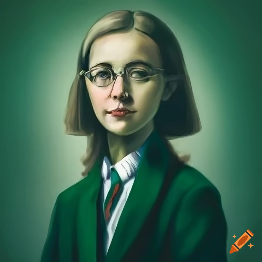 Portrait of a female school headmaster in green tones on Craiyon