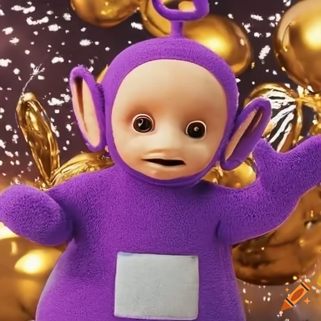 New Year's Eve celebration with Teletubbies in a cozy living room