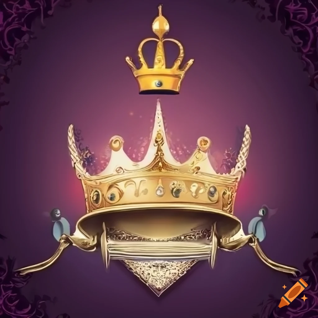 Royal vintage birthday invitation card with crowns and swords