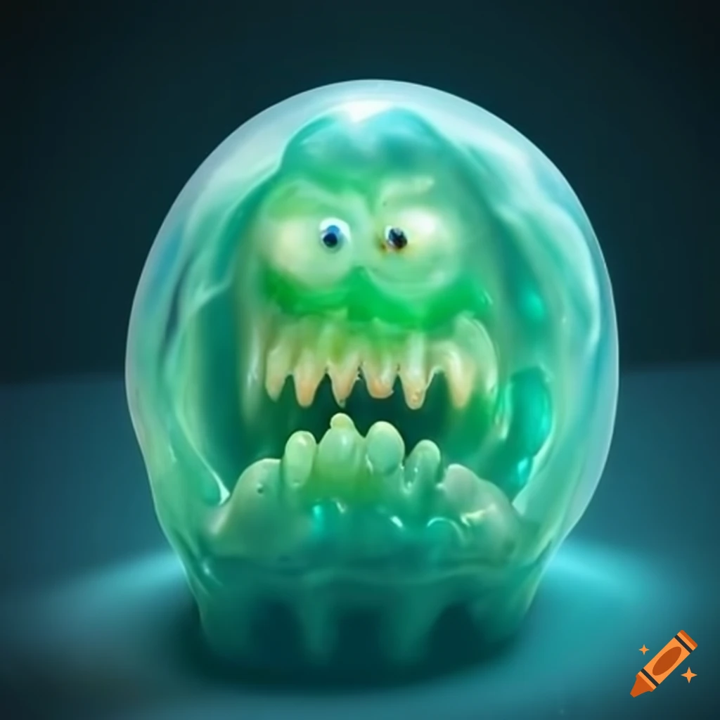 Gelatinous orb shaped monster with inner core of teeth on Craiyon