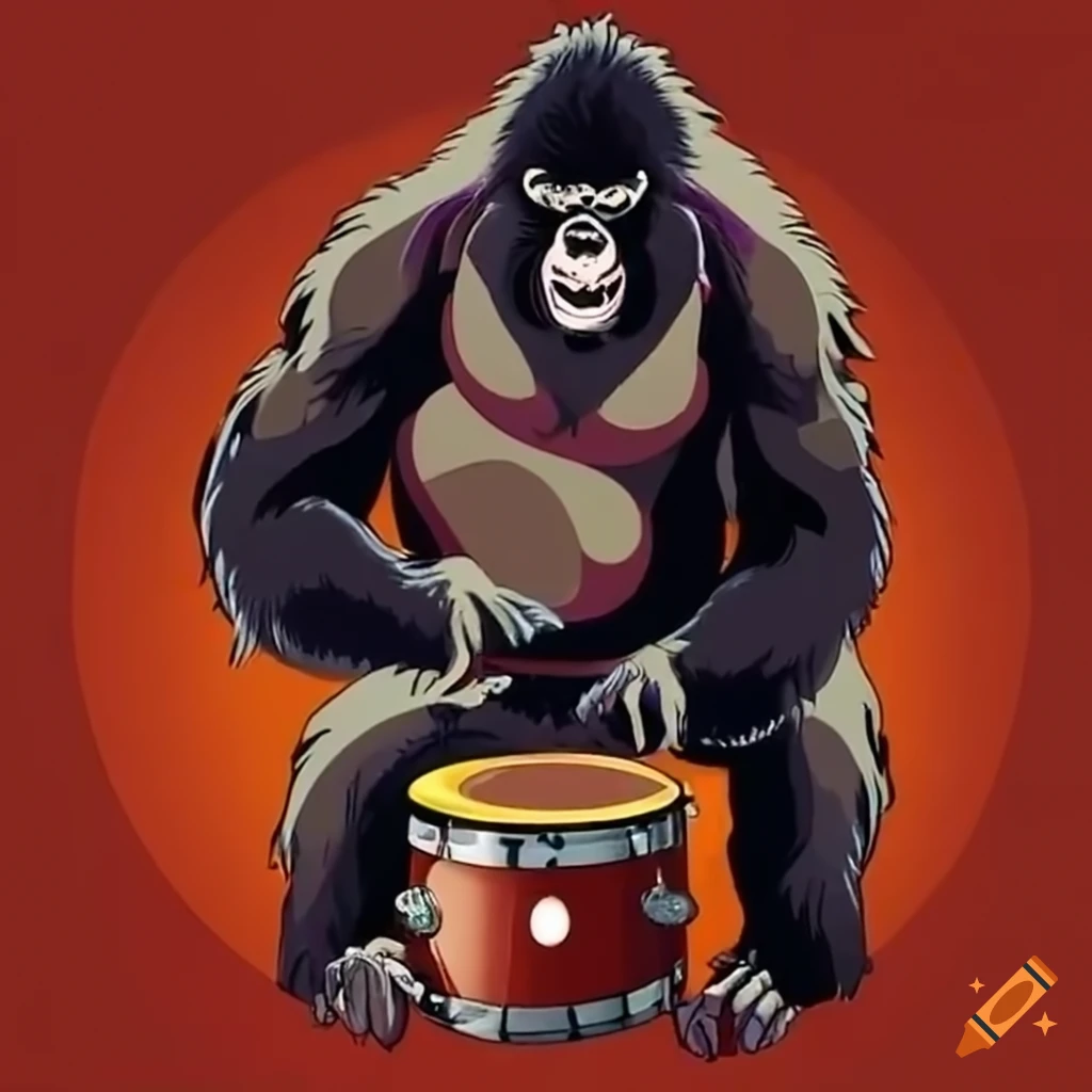 Gorilla playing drums
