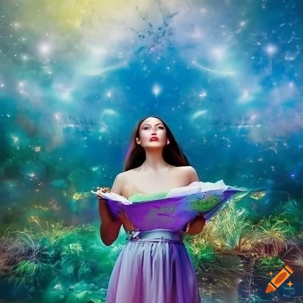 Photorealistic girl with a treasure map in a magical dreamscape