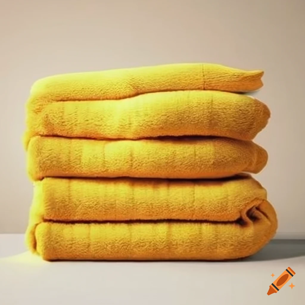 Folded yellow blankets on Craiyon