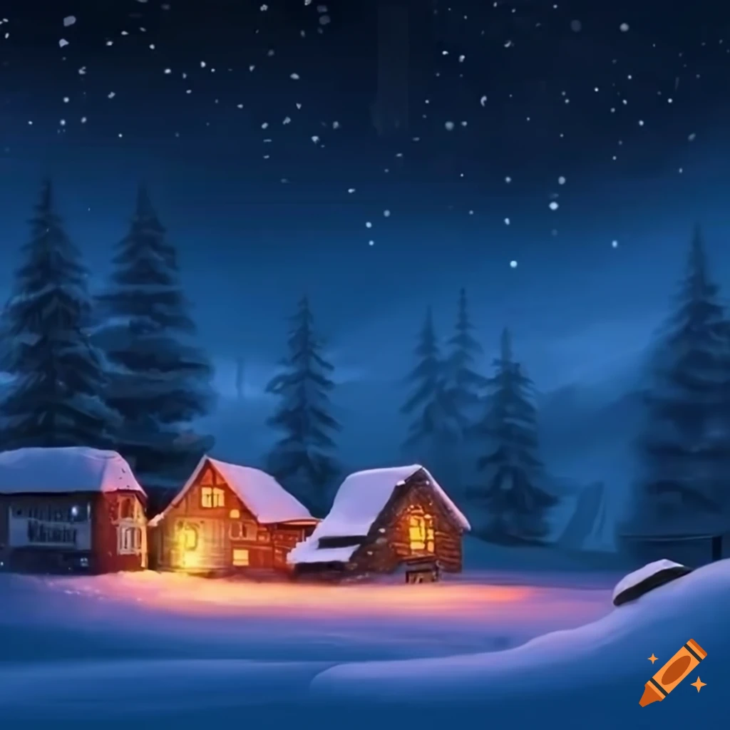 peaceful-winter-village-scene-at-night-on-craiyon
