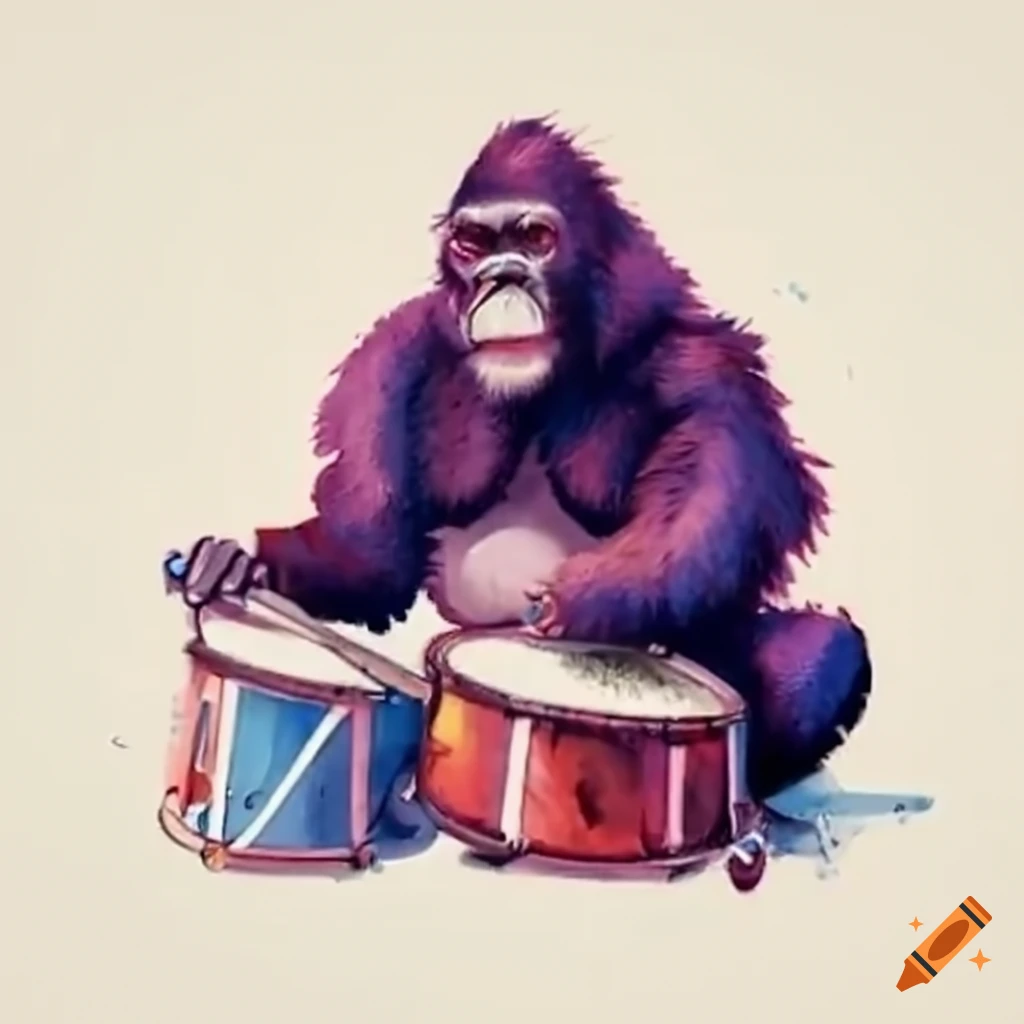 Gorilla playing drums