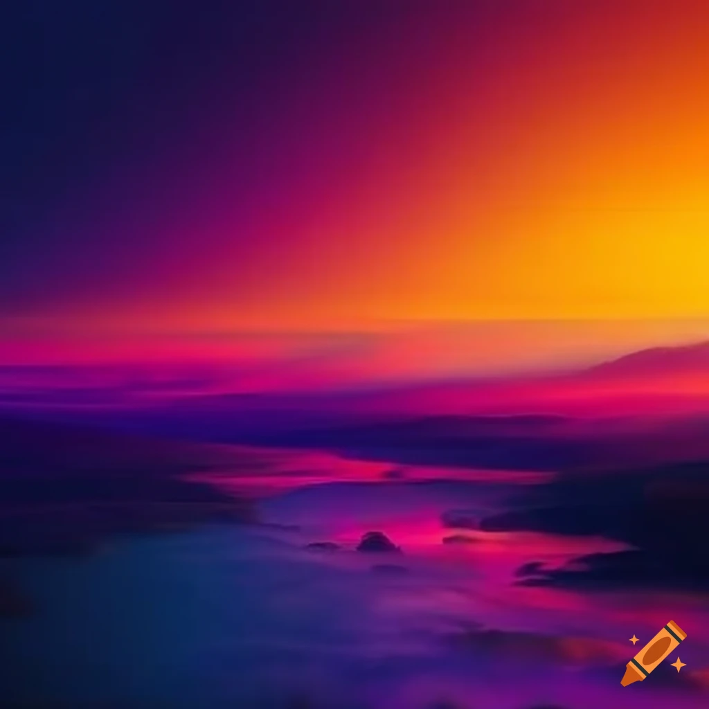 Mystic and vibrant landscape with surreal and vibrant purple and orange  colors on Craiyon