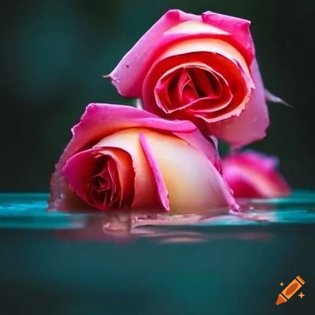 Roses floating in water on Craiyon