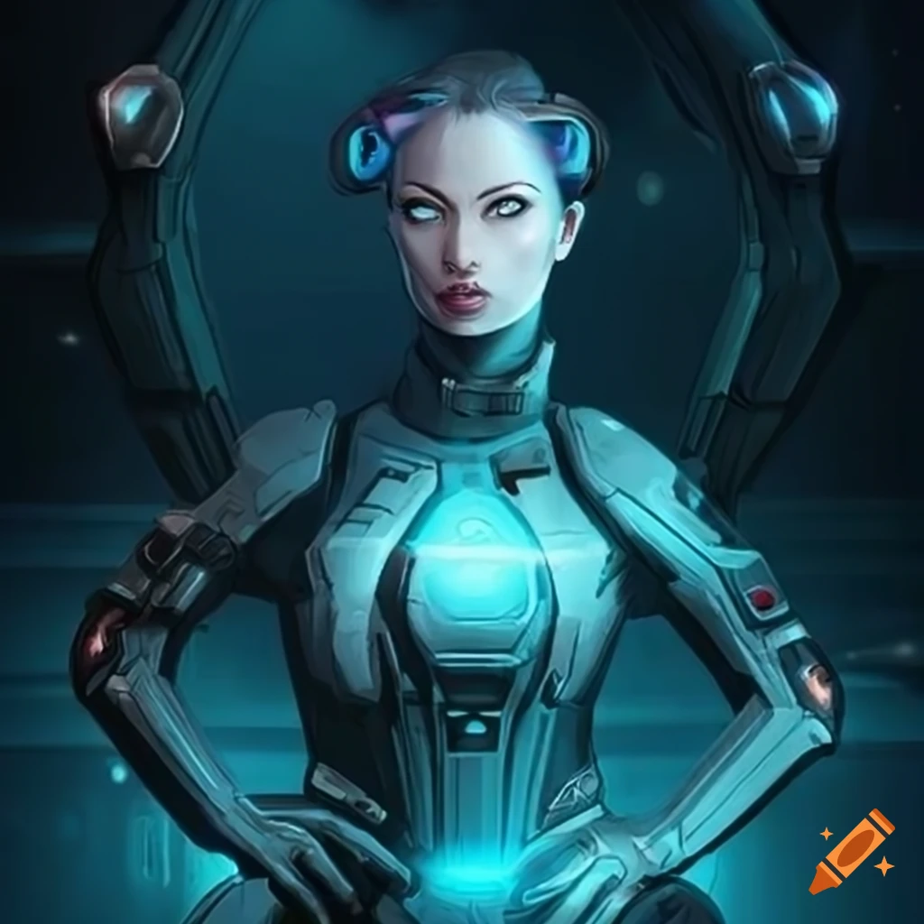 Sci fi lady in a spaceship on Craiyon