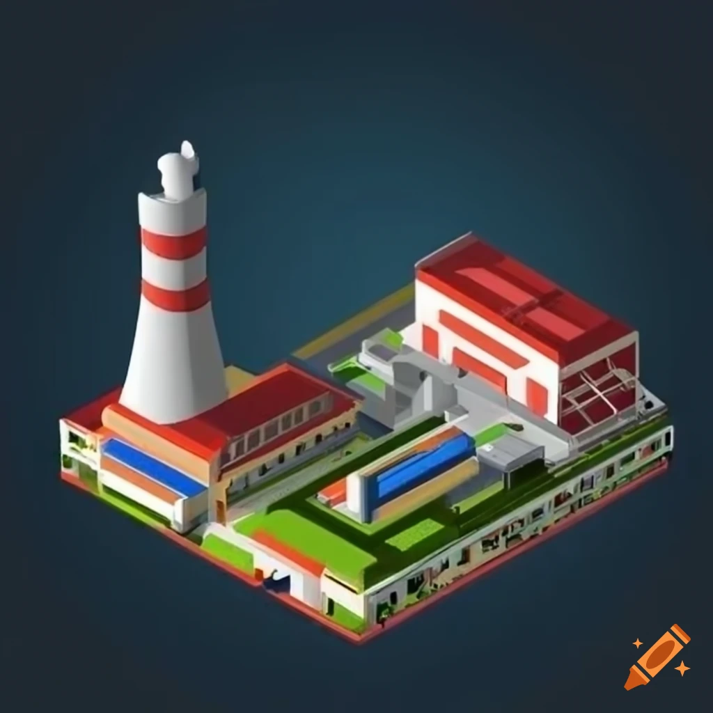 Isometric power plant illustration on Craiyon