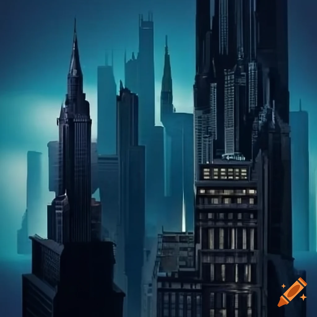 View of gotham city skyscrapers on Craiyon