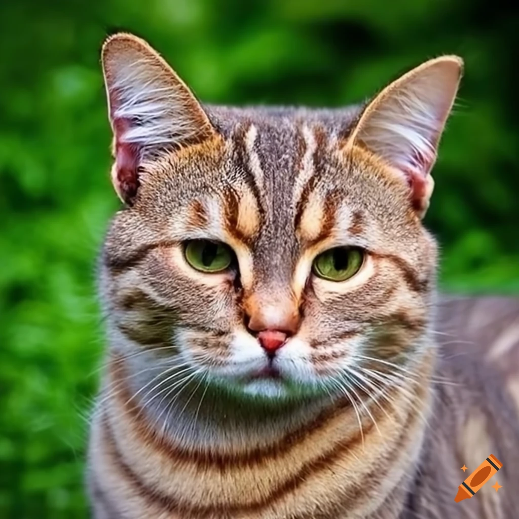Cute brown and grey striped cat on Craiyon