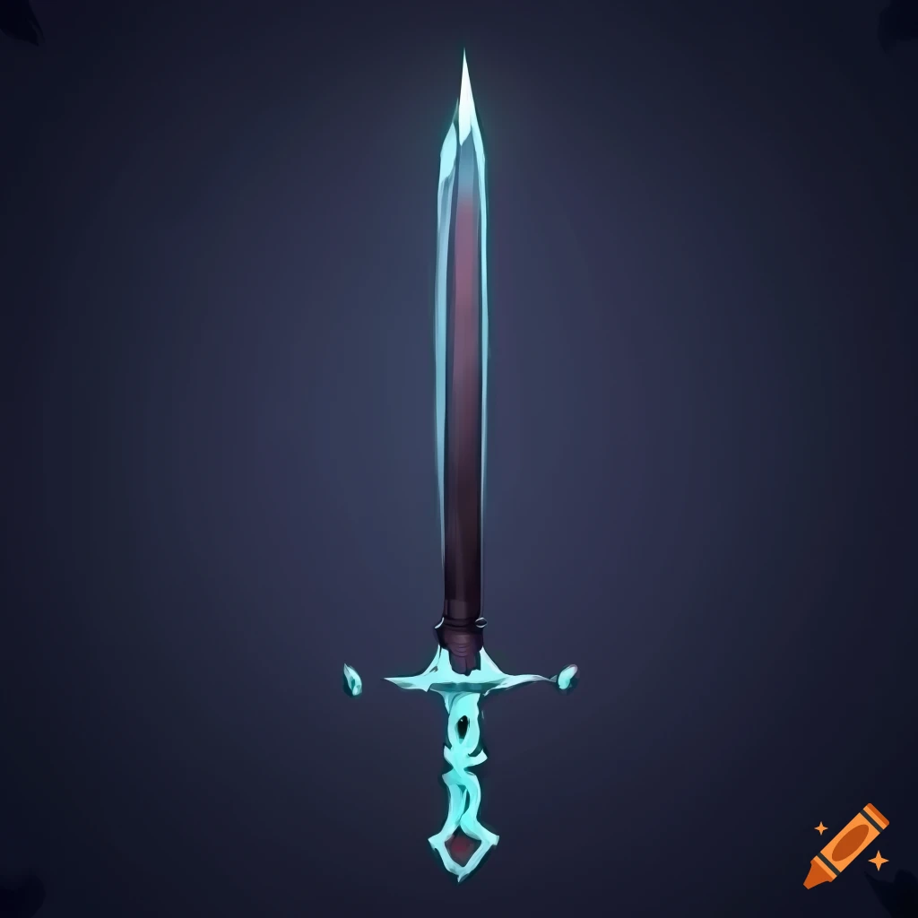Stylized dark sword with intricate details in fantasy art style on Craiyon