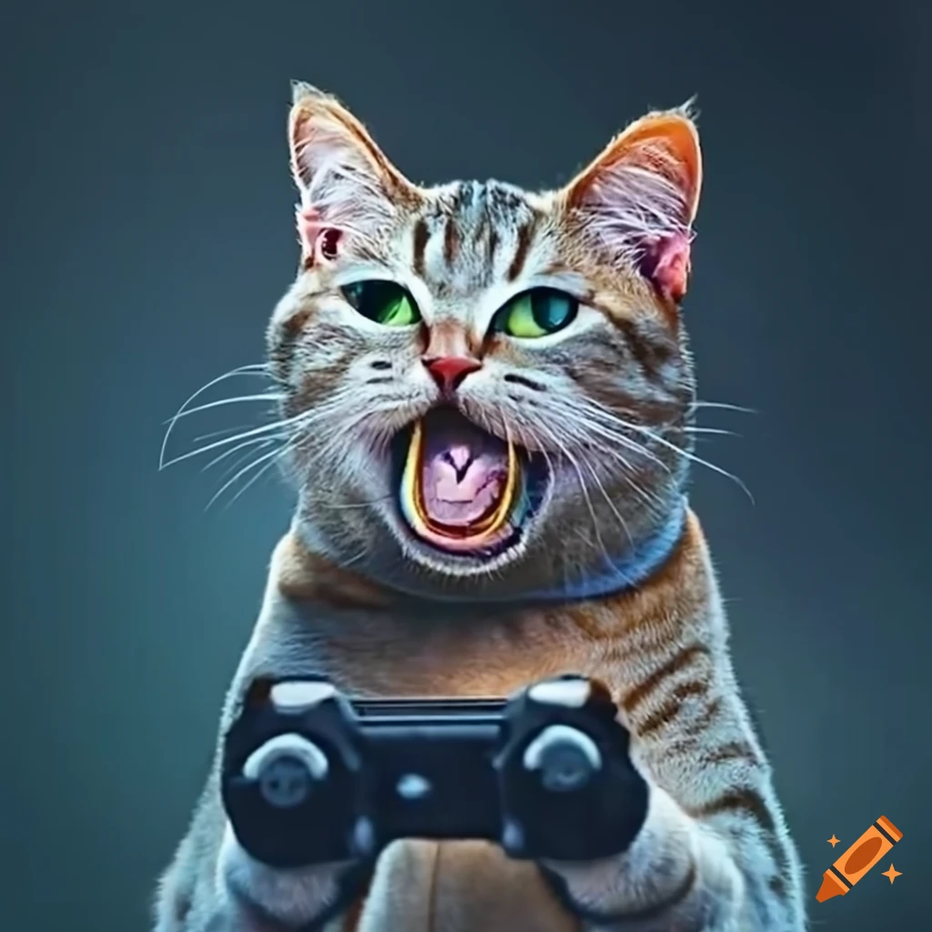 Cat playing video games on Craiyon