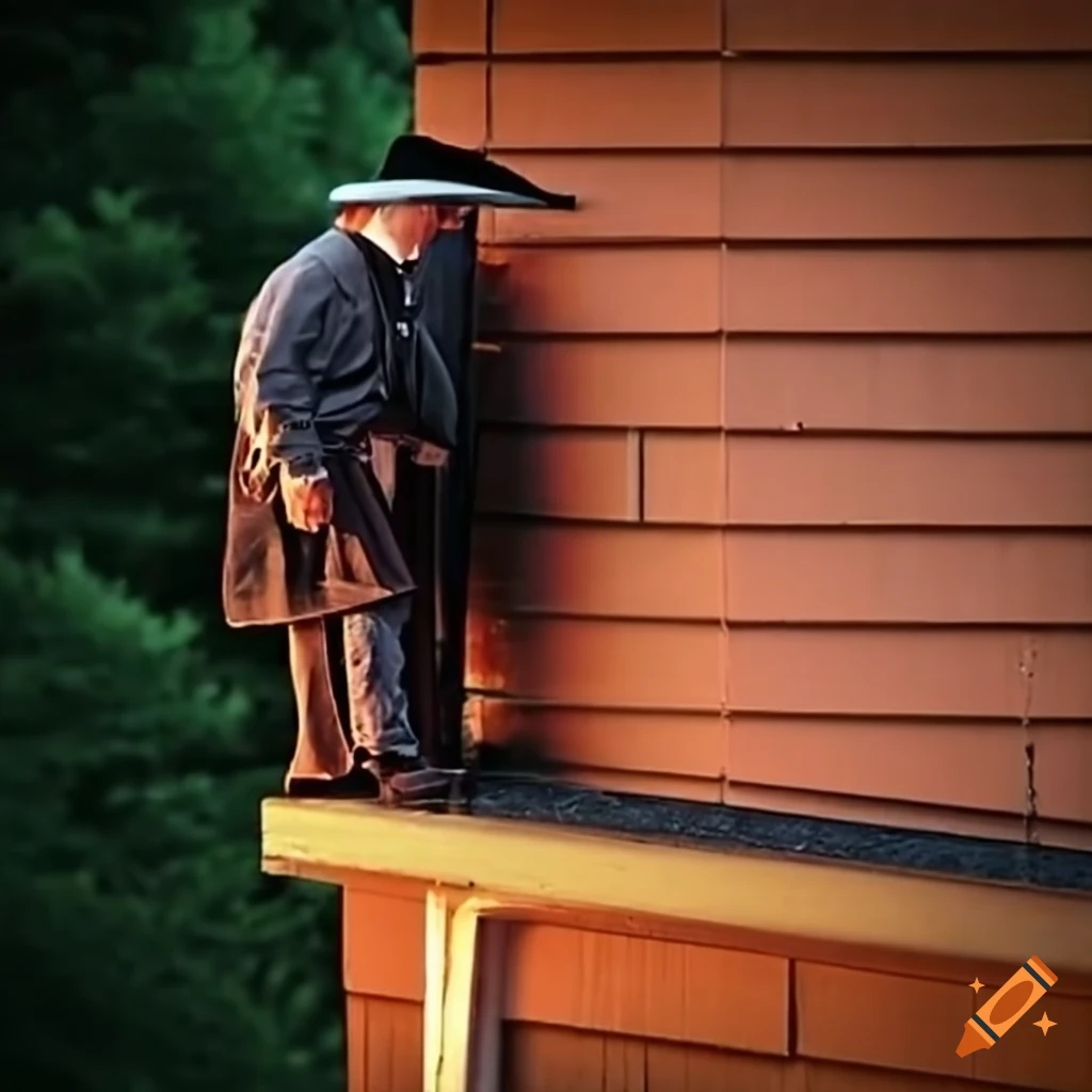 Two amish men working on rain gutters on Craiyon