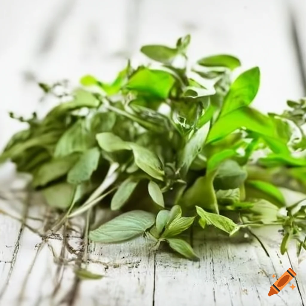 Herbs on a white table