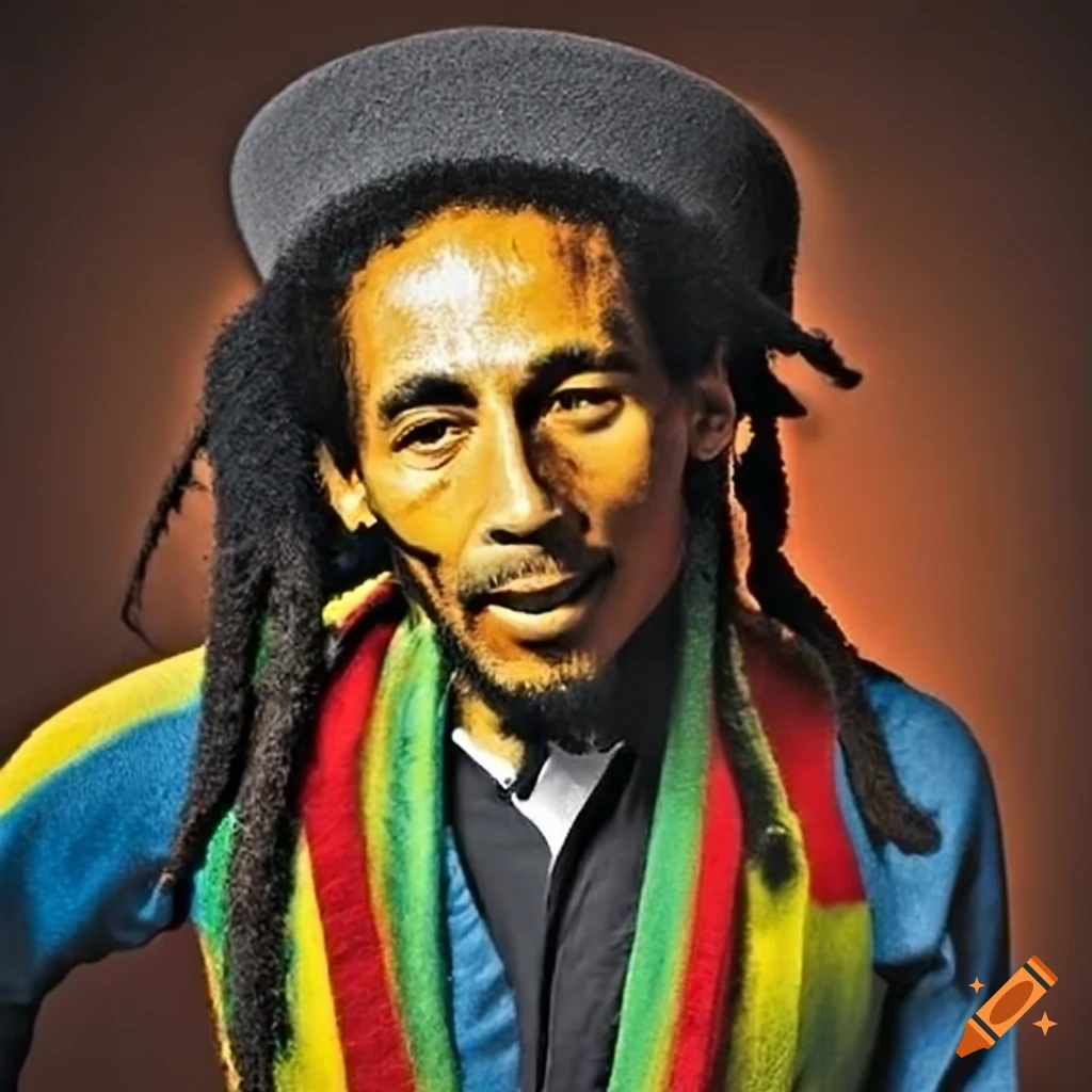 Bob marley wearing a top hat on Craiyon