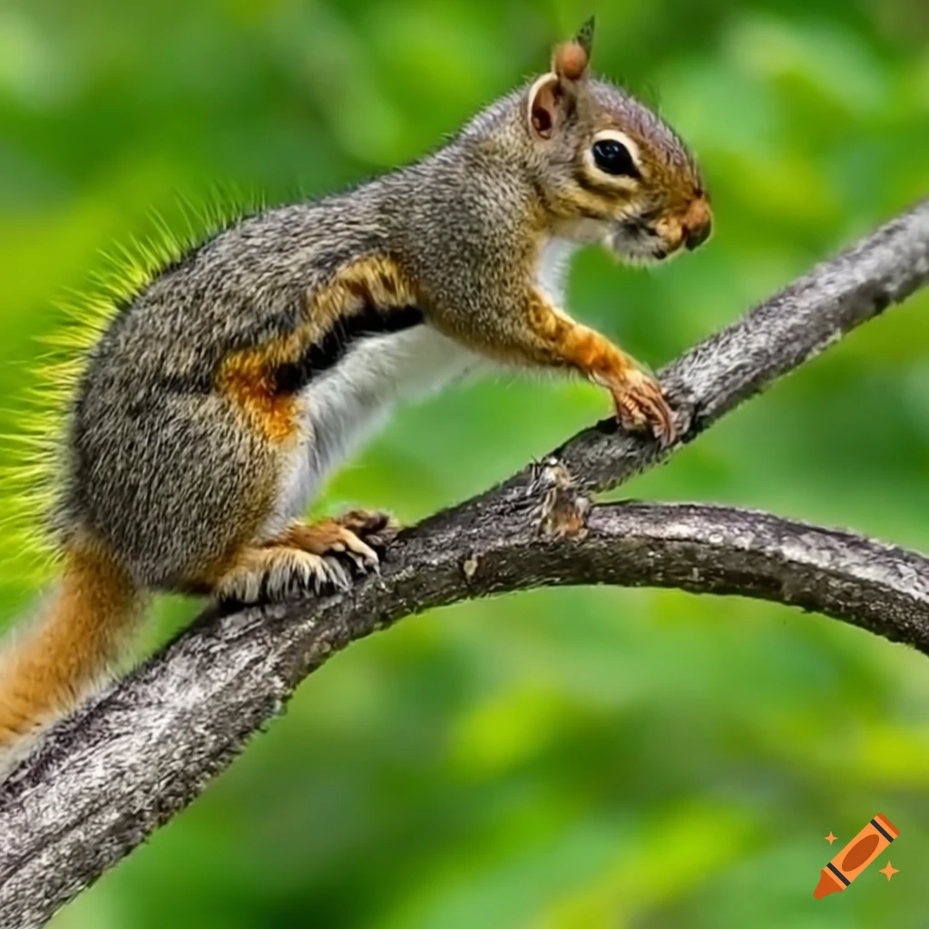 Striped squirrel caterpillar hybrid in full view