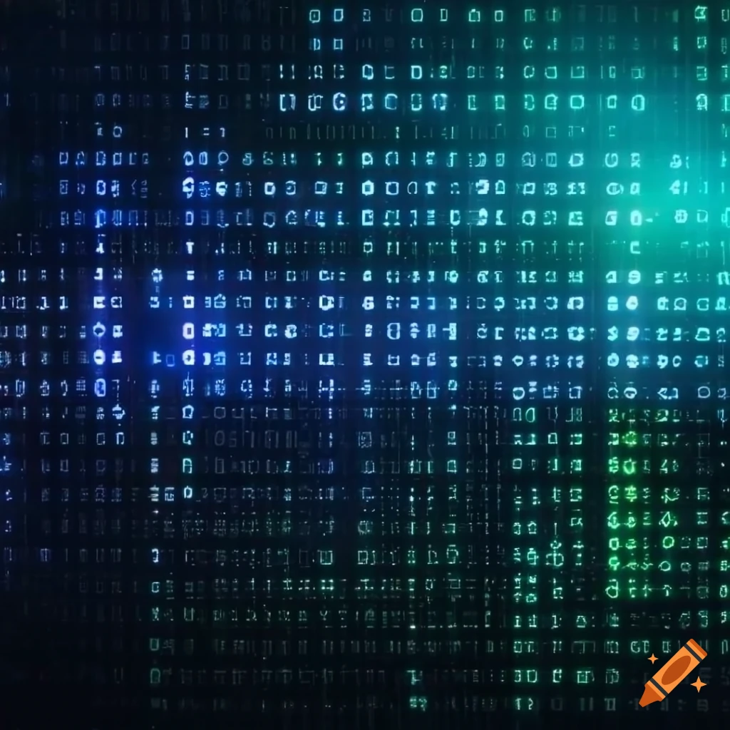 Binary code background with mysterious lights in high definition on Craiyon