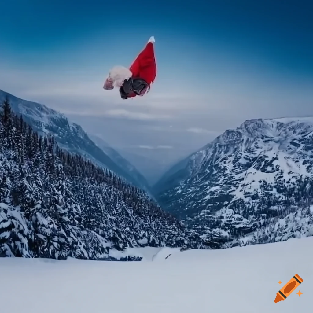 Happy old man sledding down a snowy mountain on Craiyon