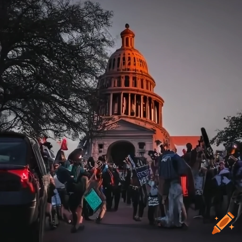 Rideshare drivers protesting at Texas State Capitol in Austin, Texas