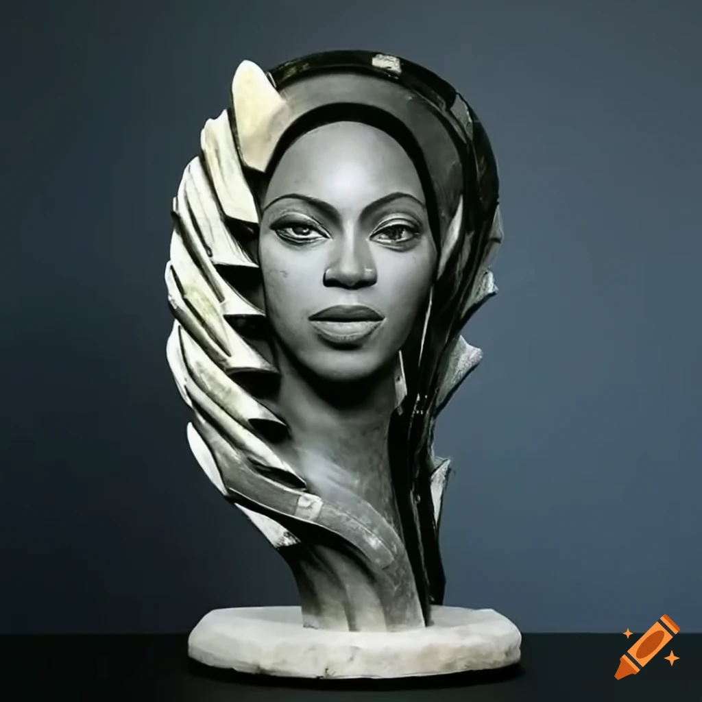 Beyoncé knowles resembling biomechanical marble sculpture with luscious ...