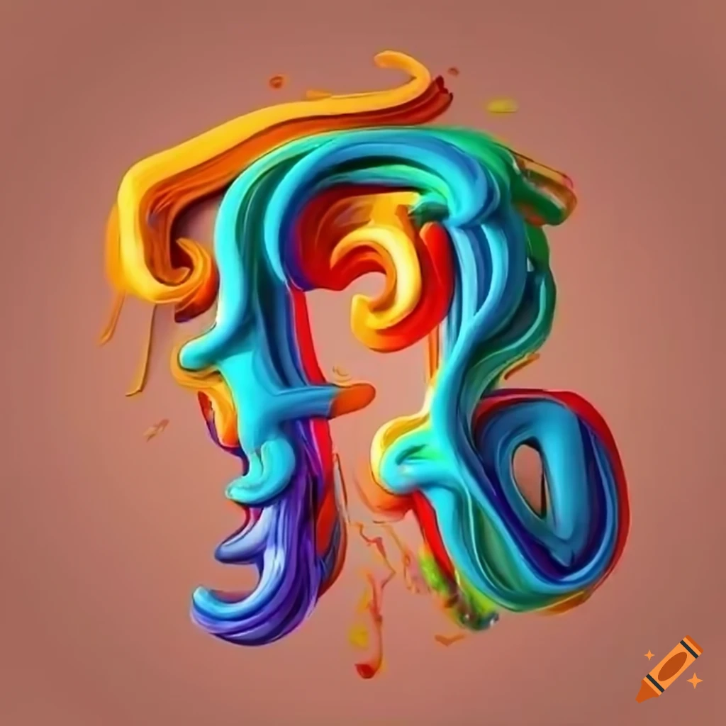 High energy 3D letters R and M with paint squiggles on Craiyon