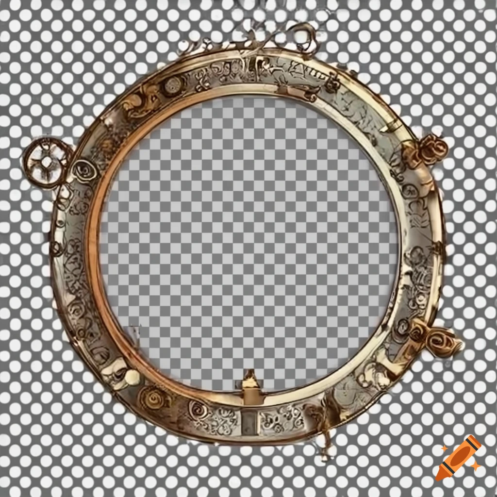 Round steampunk style frame with transparent background on Craiyon