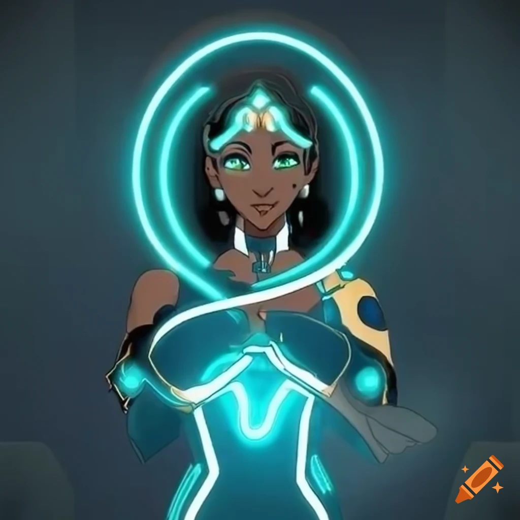 Metal bender from avatar the last airbender in tron style merged with