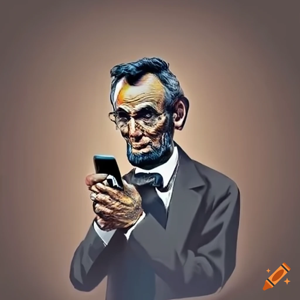 Abraham Lincoln Using A Cell Phone On Craiyon