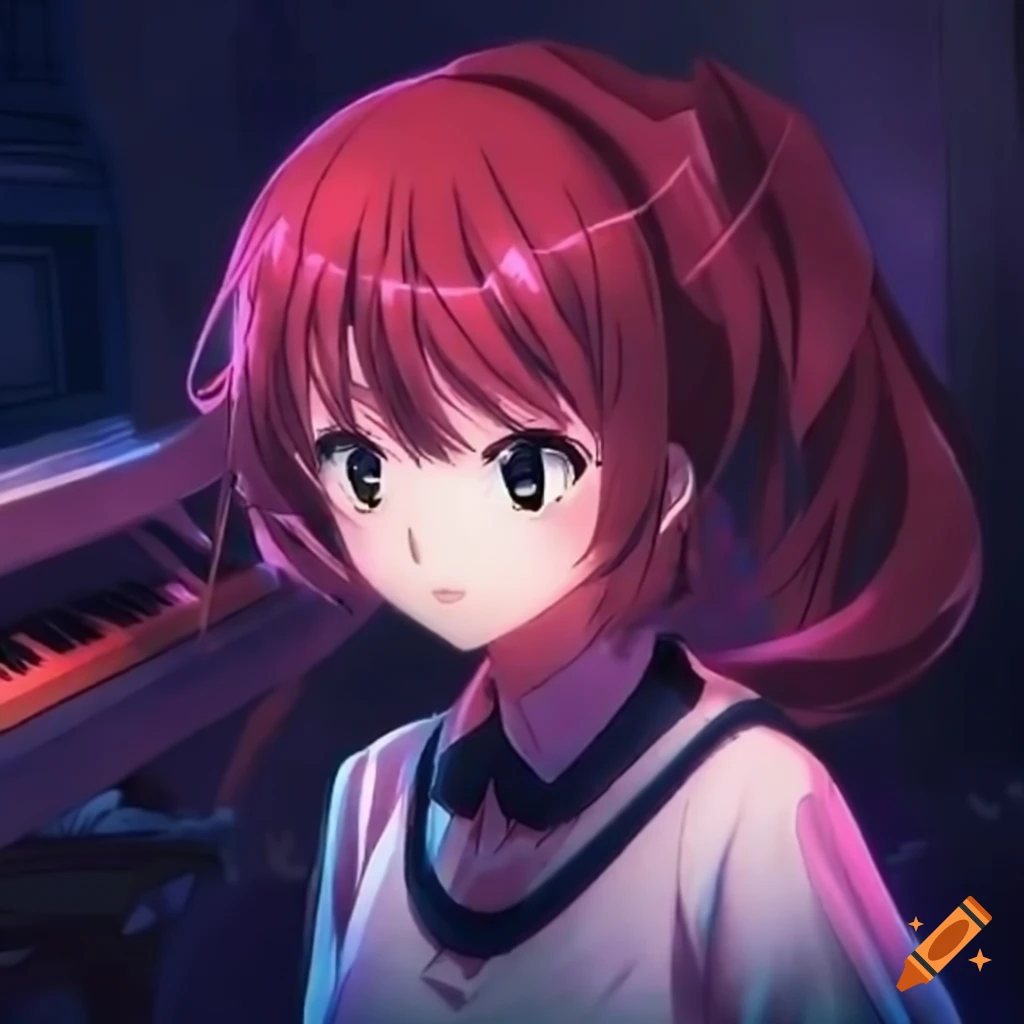 Anime girl playing the piano