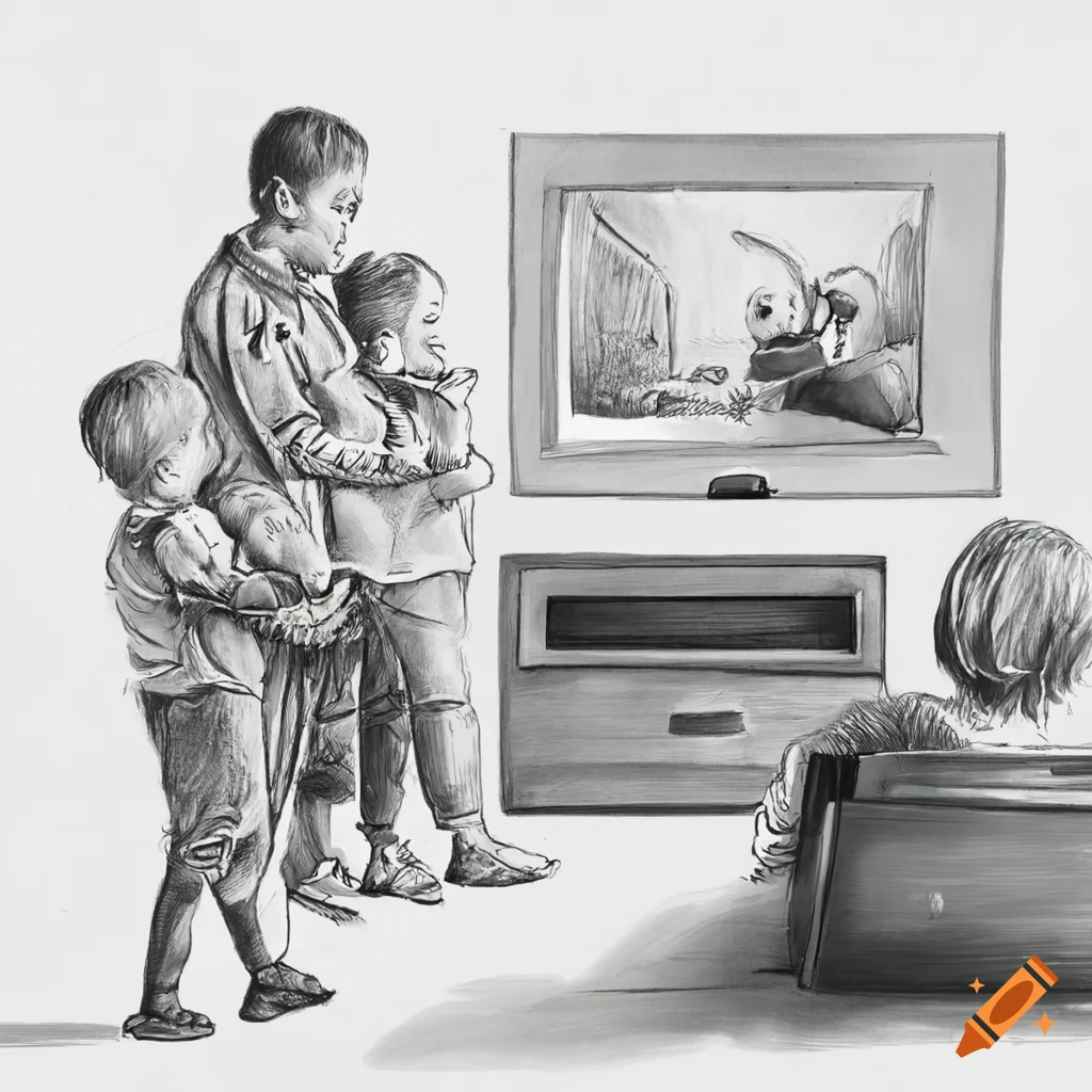 Boy Watching Tv Clip Art Vector Stock Outline Sketch Drawing, Wing Drawing,  Lip Drawing, Watch Drawing PNG and Vector with Transparent Background for  Free Download