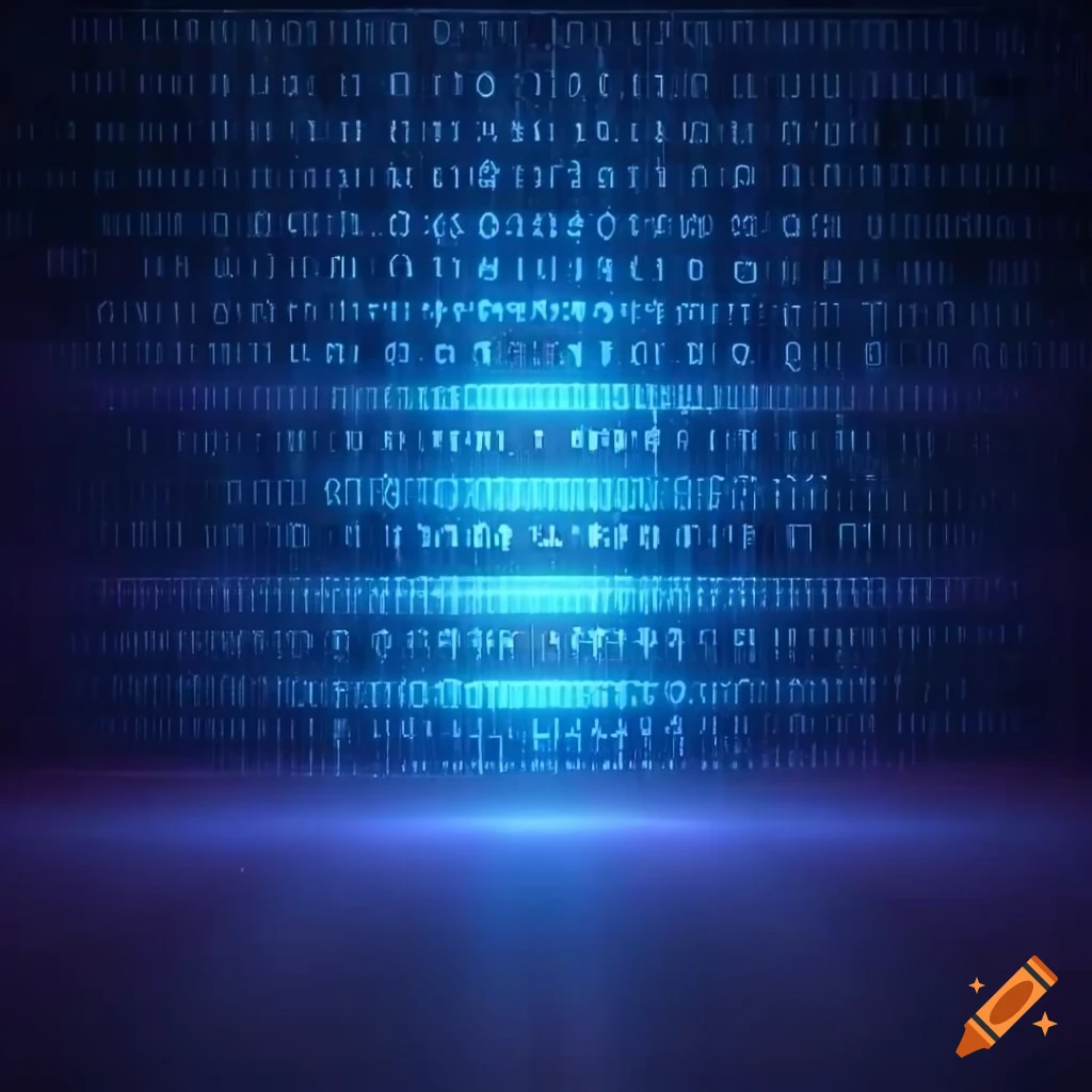 Binary code background with mysterious lights in high definition on Craiyon