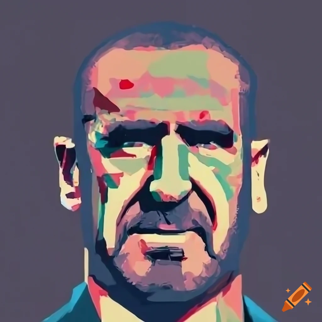 Minimalistic portrait of Eric Cantona in 2k resolution on Craiyon