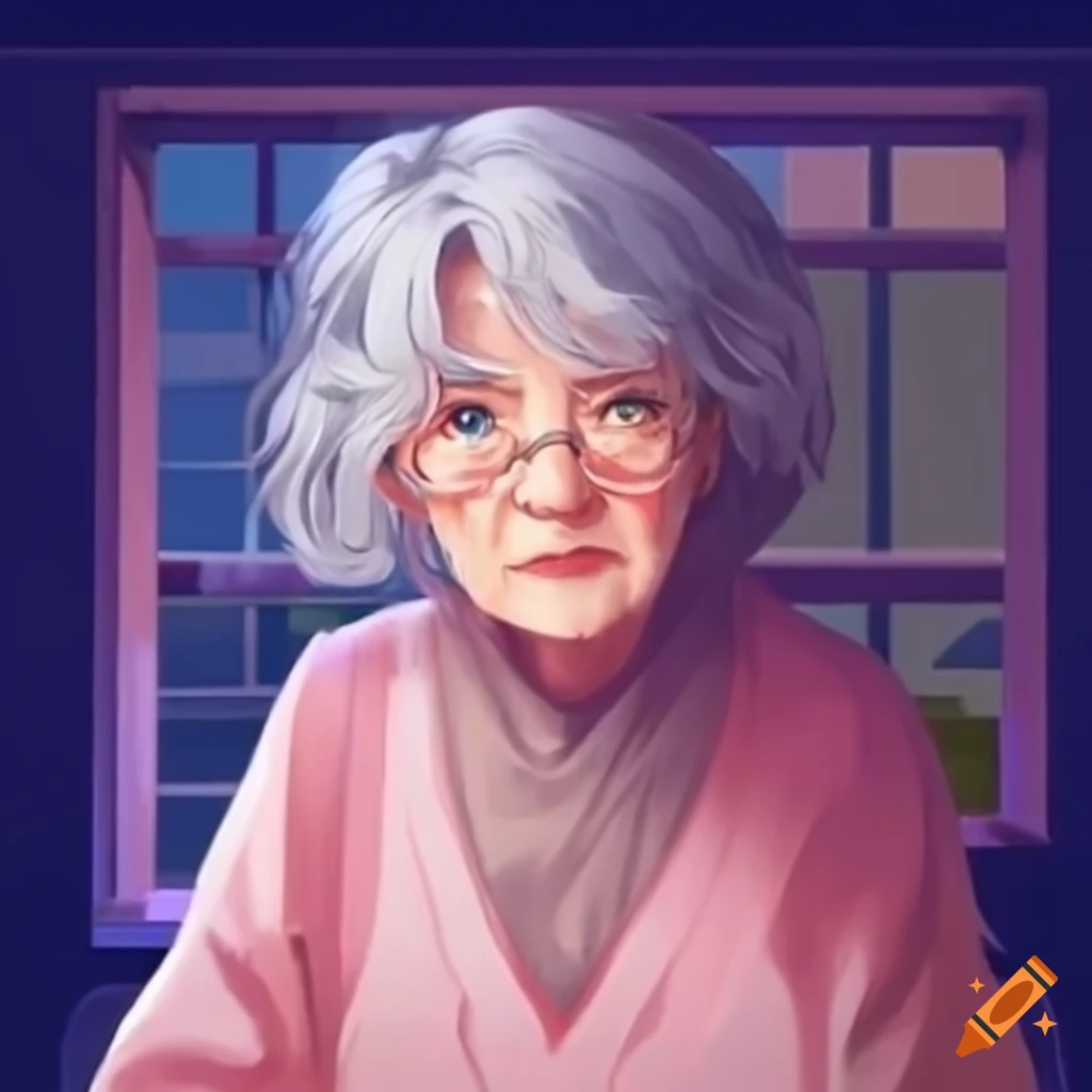 Contemplative older lady sitting by the window