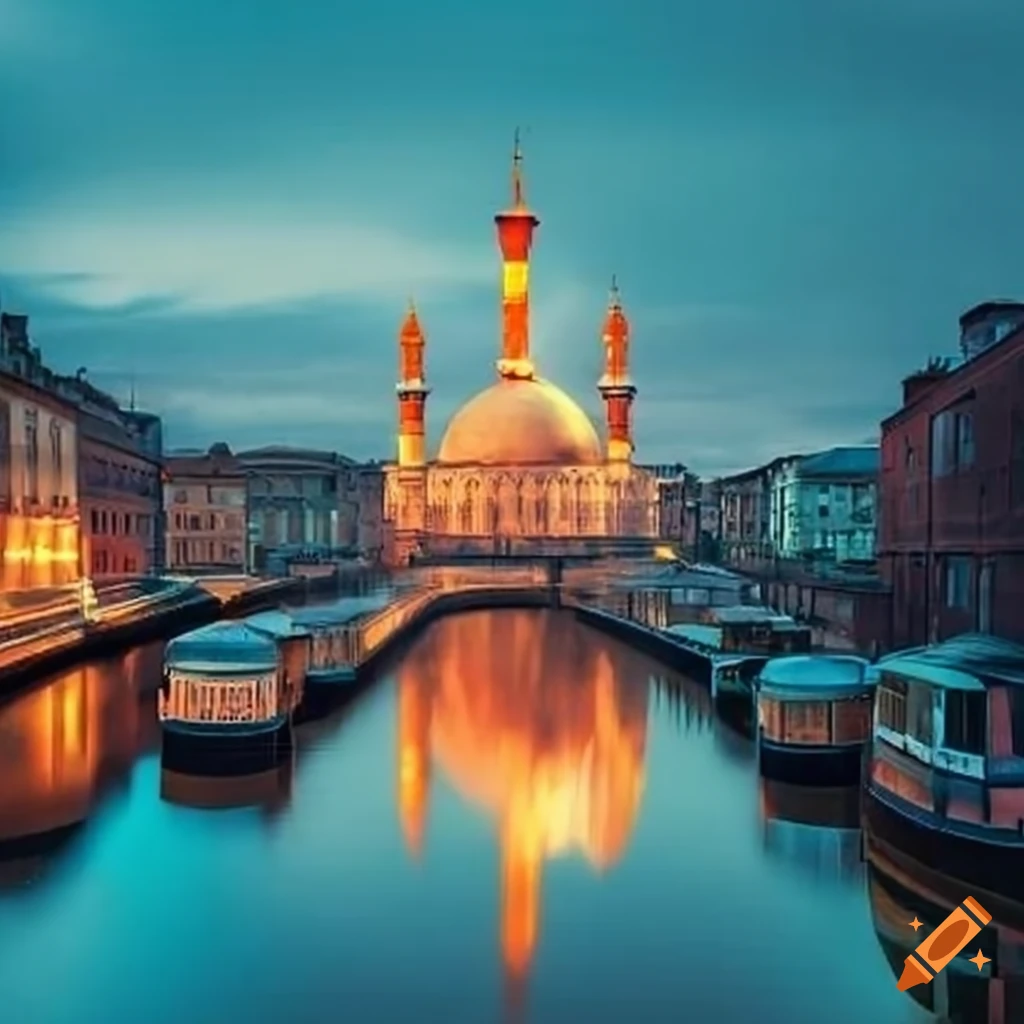 Mosque on the banks of the canal