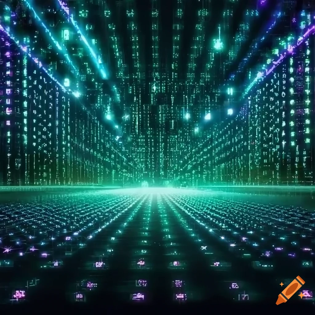Binary code background with mysterious lights in high definition on Craiyon