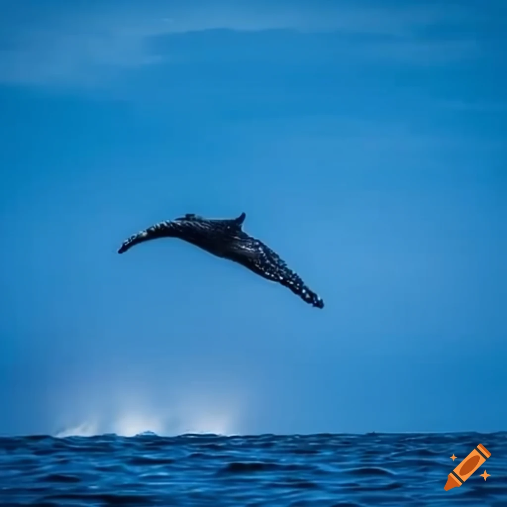 Humpback whale flying in the sky on Craiyon