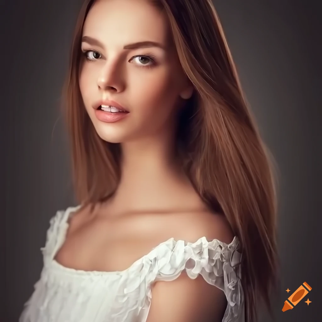Portrait Of A Youthful Woman With A Gentle Smile And Flawless Skin In A