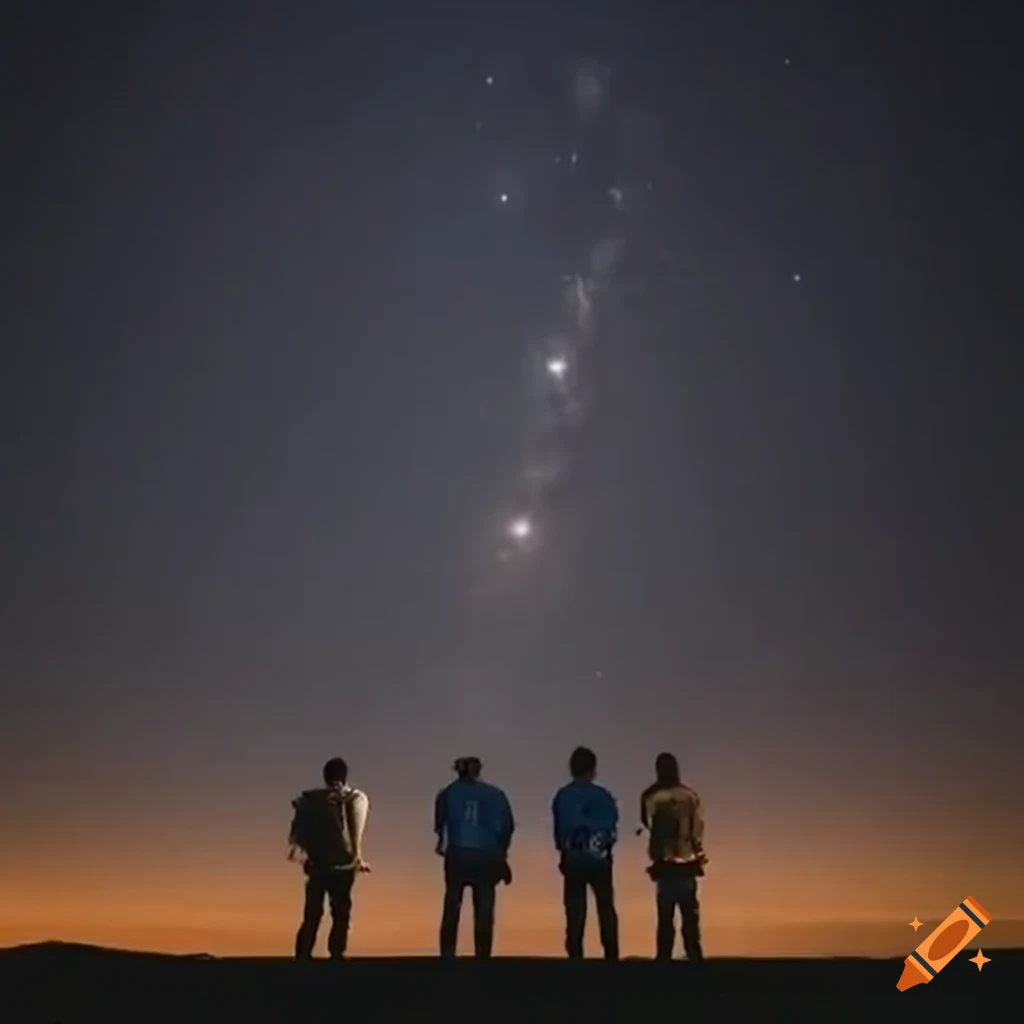 Four guys standing side by side looking into the distance