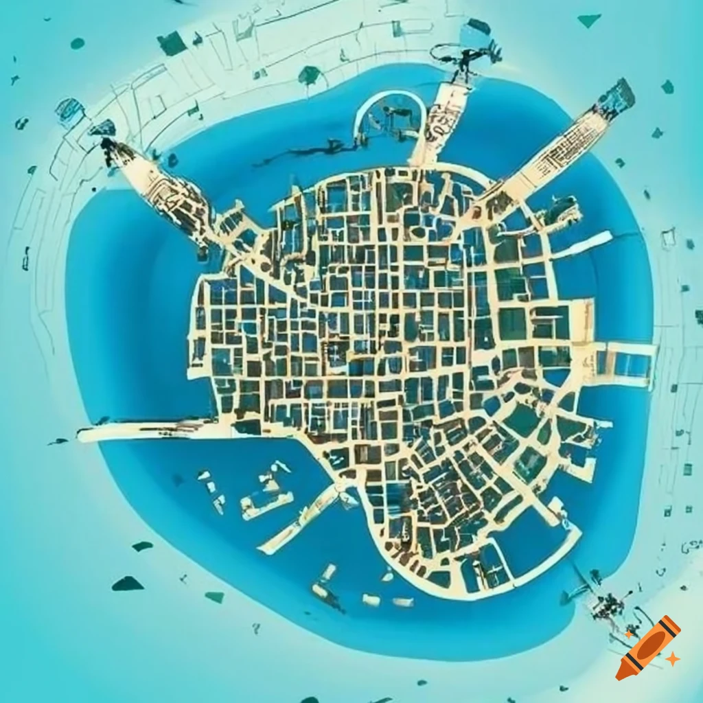 Map of a modern city on Craiyon