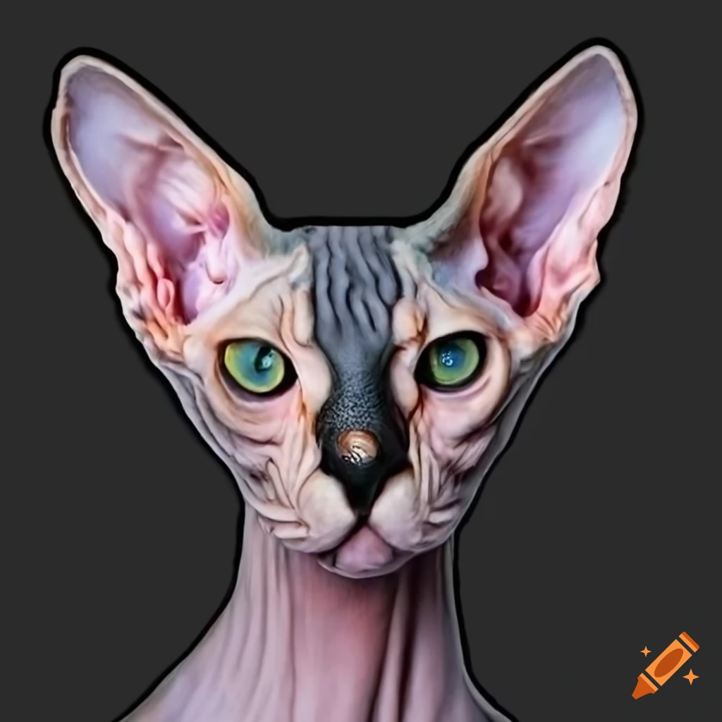 Sphynx cat closeup in hyper realistic detail on Craiyon
