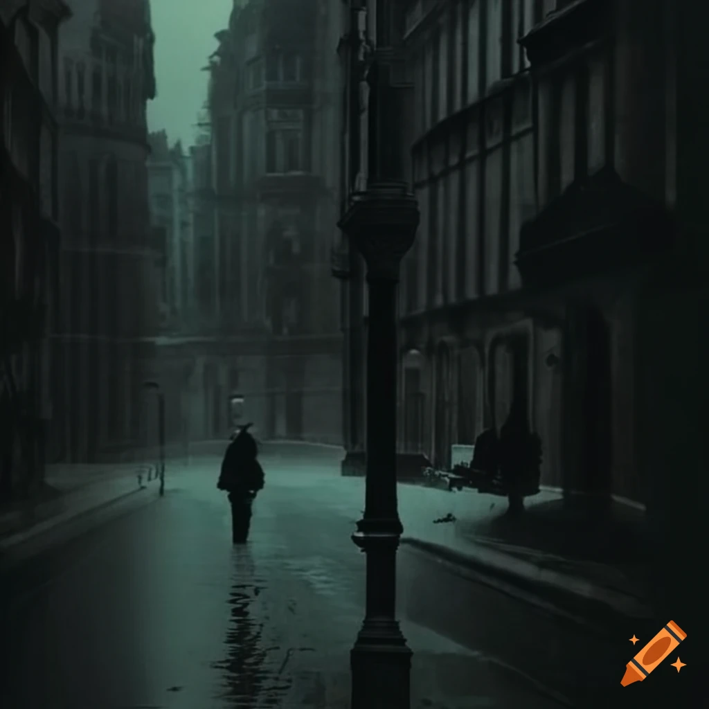 Rain in a dark academia setting