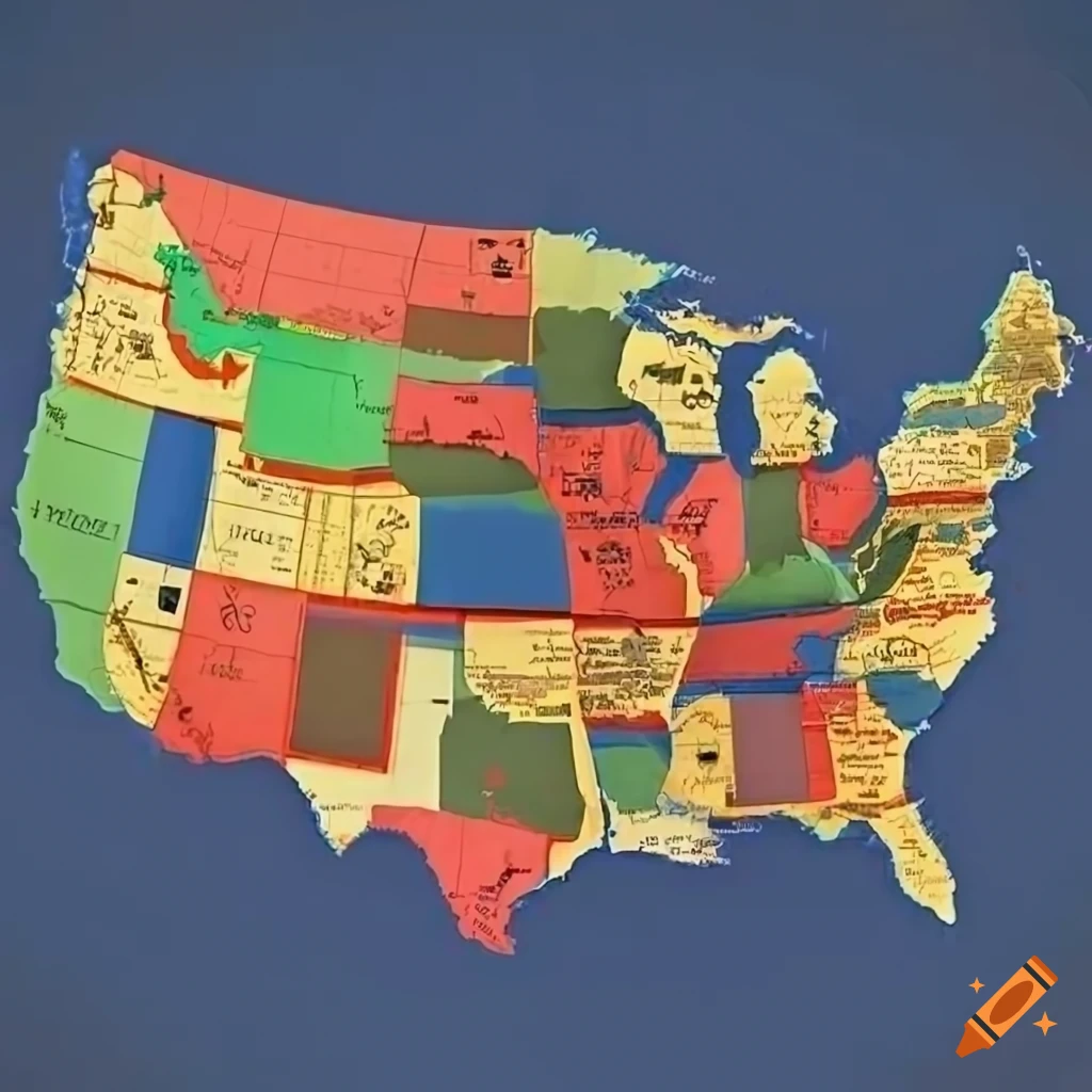Labeled map of post world war 3 conquered united states on Craiyon