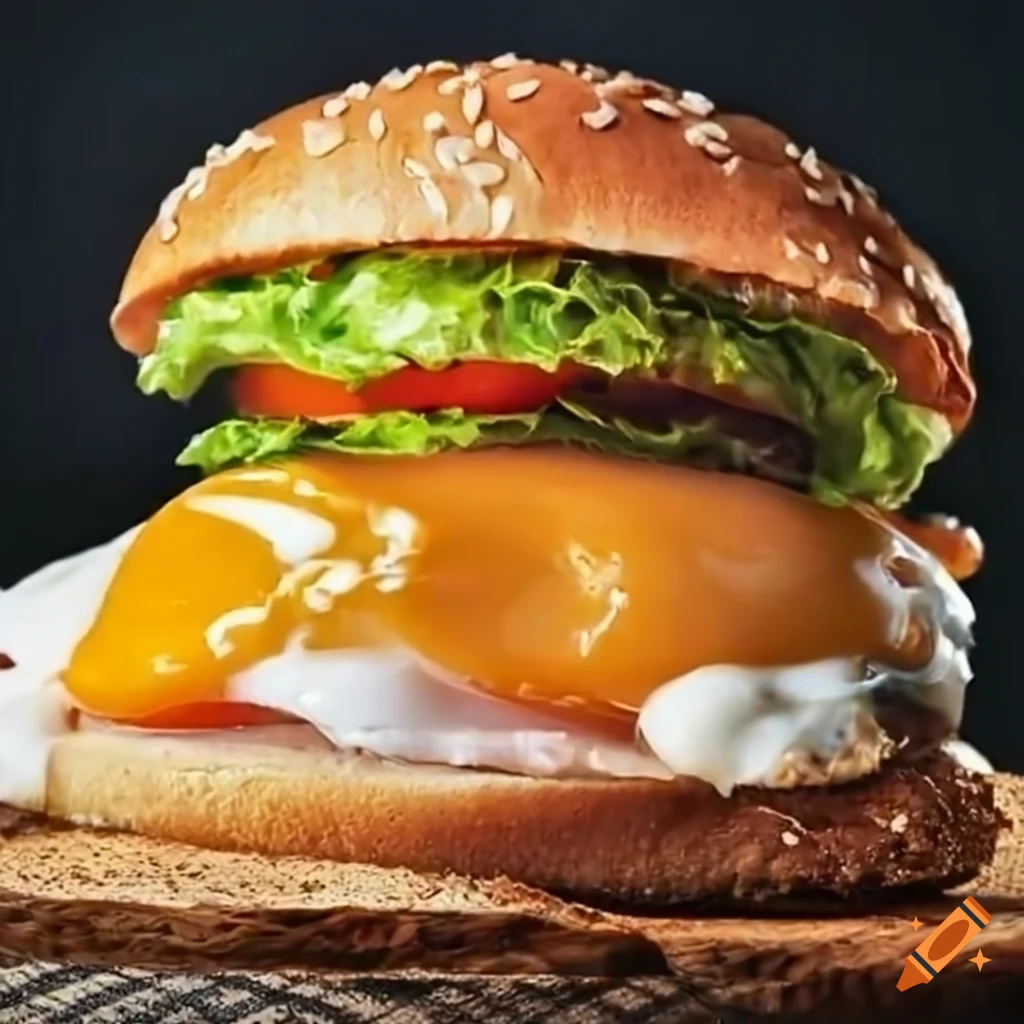 Burger with a delicious fried egg on top
