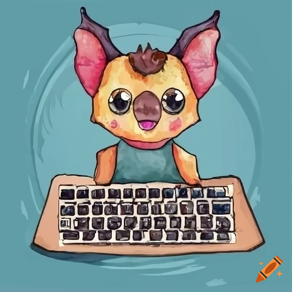 Fruit bat using a computer