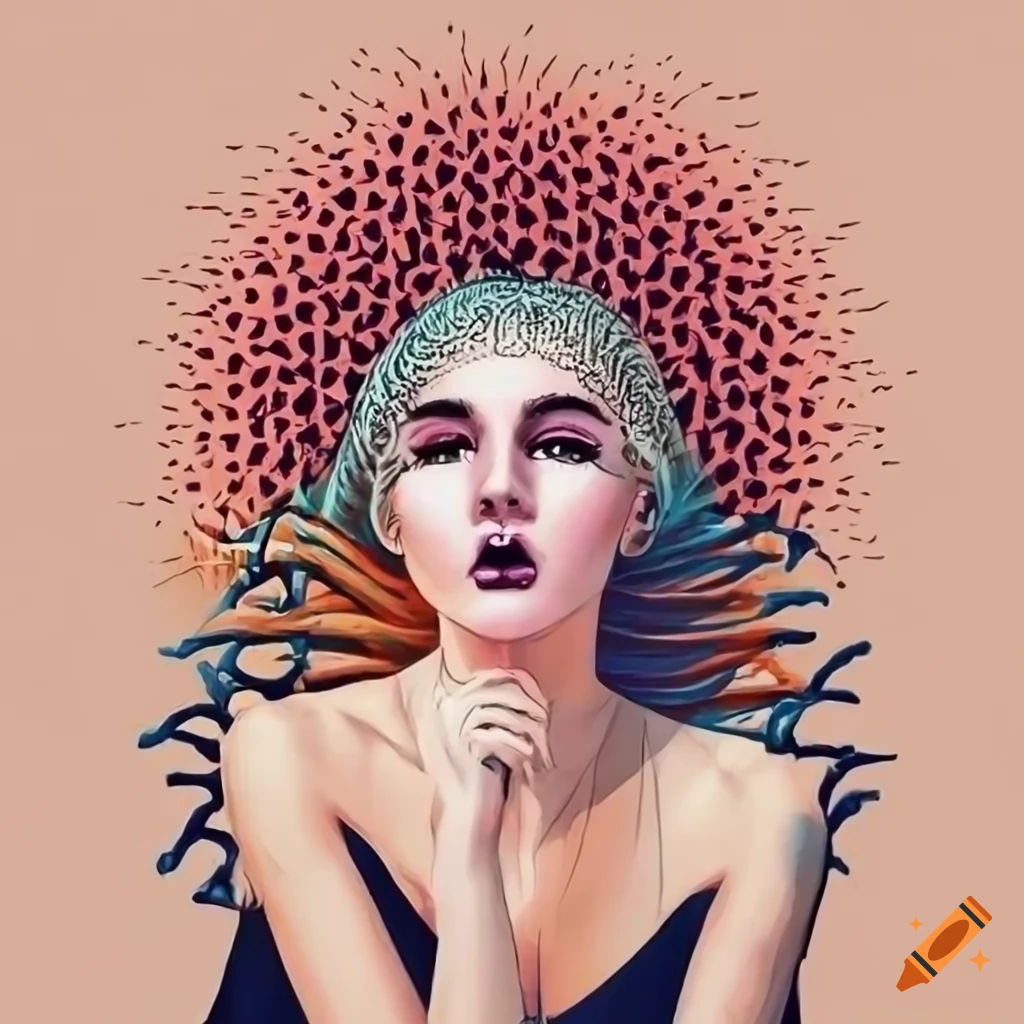 Escher style girl design poster