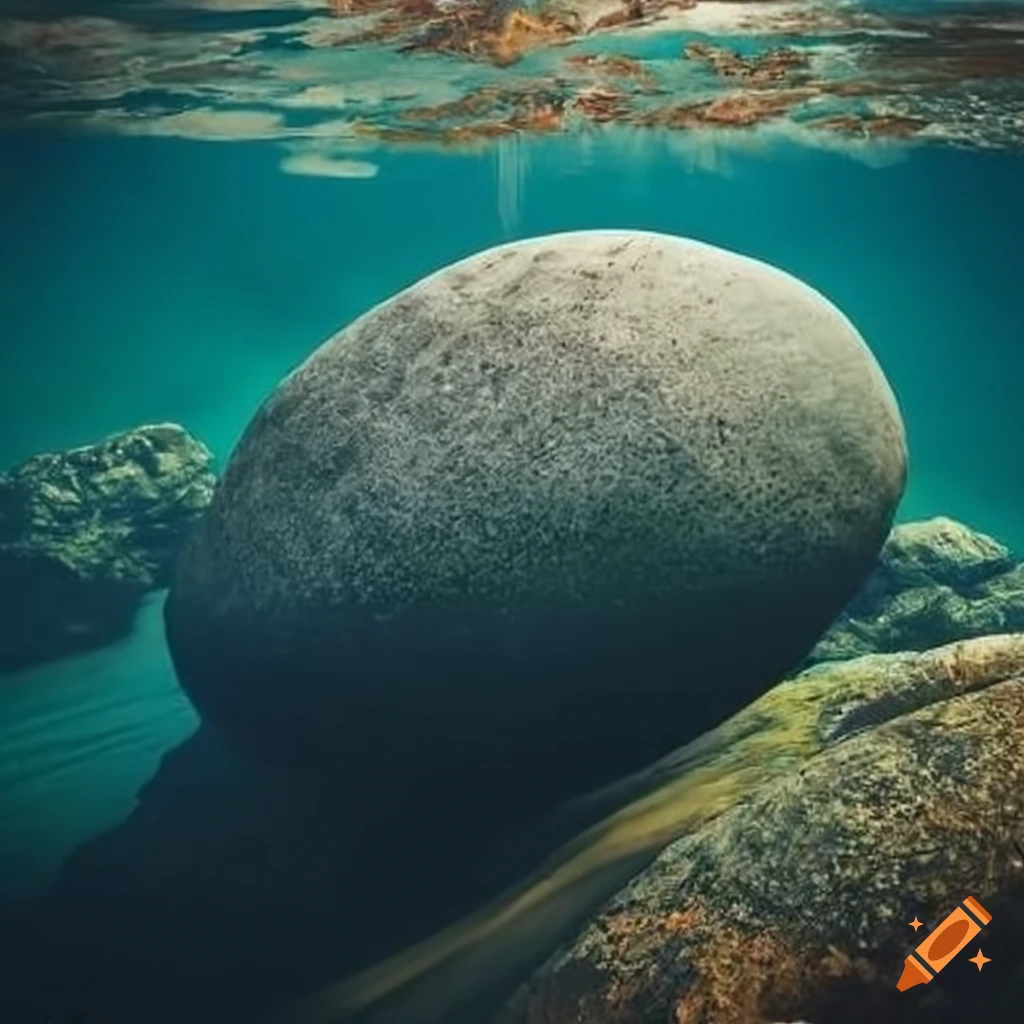 Big round rock in a river on Craiyon